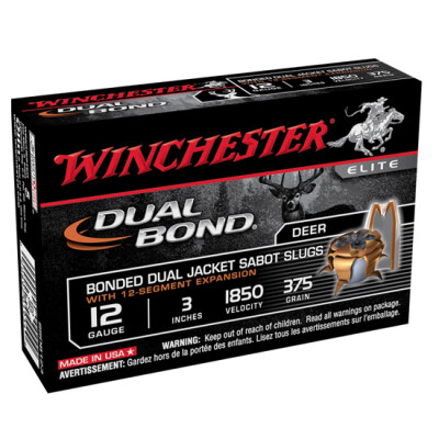 Winchester Dual Bond 12 Gauge Ammunition 5 Rounds 3" JHP Sabot Slug 375 Grain