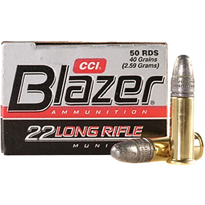 CCI Blazer .22 Long Rifle Ammunition 50 Rounds LRN 40 Grain