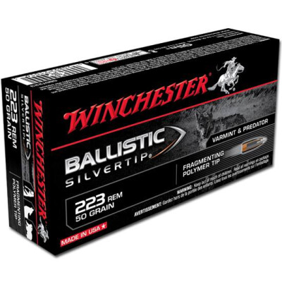 Ammo .223 Rem Winchester Supreme 50 Grain Ballistic Silvertip Bullet 3410 fps 20 Rounds SBST223