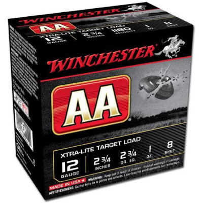 Winchester USA AA Xtra-Lite Target Load 12 Gauge Ammunition 2-3/4" #8 Lead Shot 1 oz 1180 fps