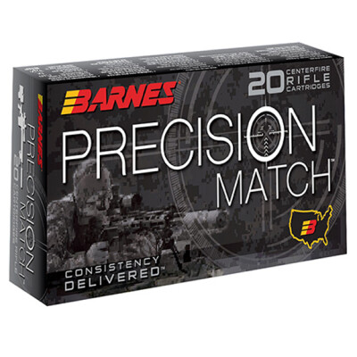 Barnes Precision Match 6.5 Creedmoor Ammunition 20 Rounds 140 Grain Open Tip Match Boat Tail Projectile