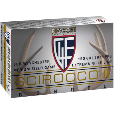 Fiocchi Extrema Rifle Line .308 Win Ammunition 20 Rounds 150 Grain Scirocco II Polymer Tipped Bullet 2875fps