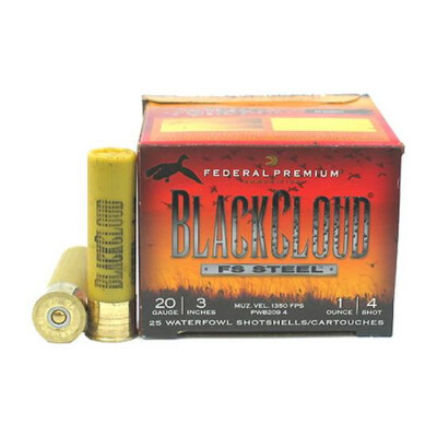 Federal Black Cloud 20 Ga 3" #4 FS Steel 1oz 25 Rounds