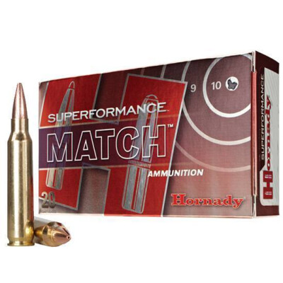 Hornady Superformance Match .308 Winchester Ammunition 20 Rounds 178 Grain Boat Tail Hollow Point Superformance Match Projectile 2775fps