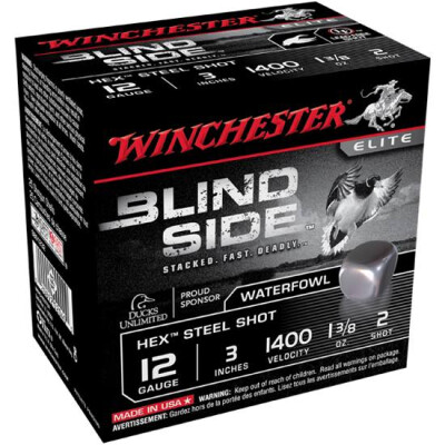 Winchester Blind Side 12 Ga 3" #2 Hex Steel 1.375oz 25 rds