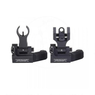 Troy Industries Offset Folding Sight Set AR-15 HK Front/Round Rear Aluminum Black SSIG-45S-HRBT-00