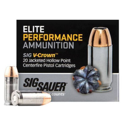 SIG Sauer Elite V-Crown 10mm Auto Ammunition 20 Rounds JHP 180 Grain