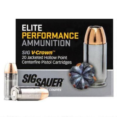 SIG Sauer V-Crown .38 Special+P Ammunition, 20 Rounds, JHP, 125 Grains