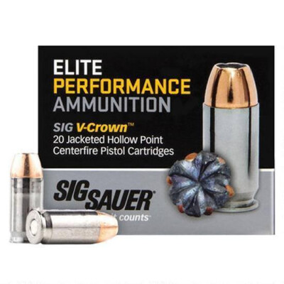 SIG Sauer .38 Super +P Ammunition 20 Rounds, V-Crown JHP, 125 Grains