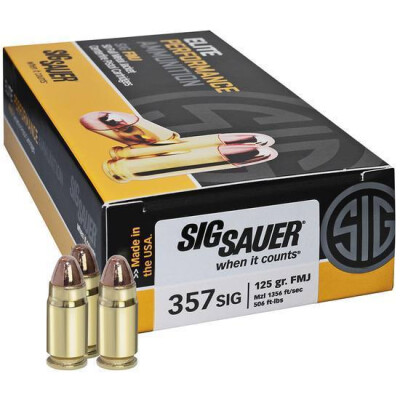 SIG Sauer Elite Ammunition .357 SIG 125 Grain FMJ 50 Round Box