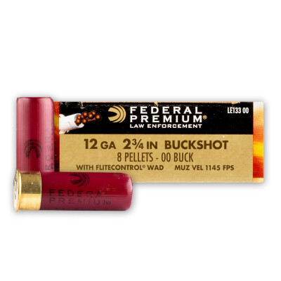 Federal Tactical LE 12 Gauge Shotshell 250 Rounds 2-3/4" 00 Buck 8 Pellets