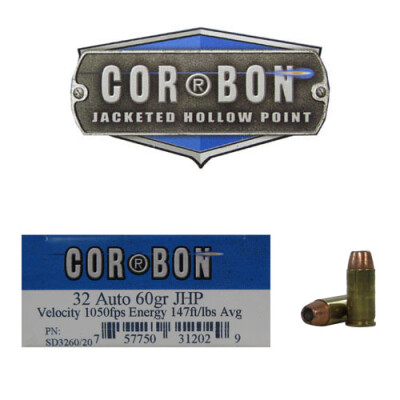 CorBon Self Defense .32 ACP 60 Grain JHP 20 Round Box