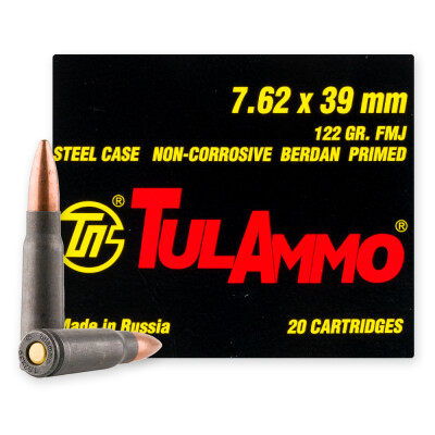 TulAmmo 7.62x39 Ammunition 1000 Rounds FMJ 122 Grain