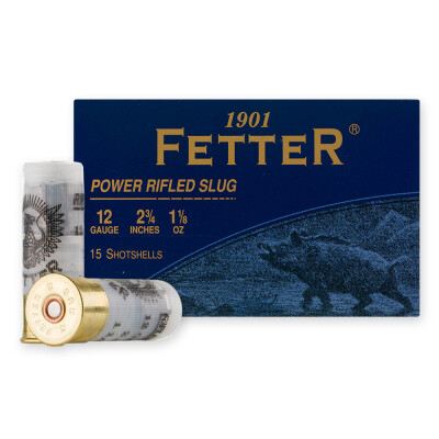 Fetter 12 Gauge Shotshell 15 Rounds 2-3/4" Rifled Slug 1-1/8 ounce