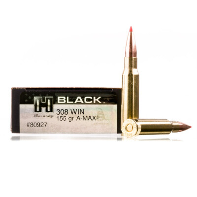 Hornady BLACK .308 Win Ammunition 200 Rounds A-MAX 155 Grain