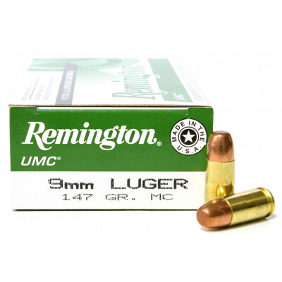 Remington UMC 9mm Luger Ammunition 50 Rounds FMJ 147 Grains