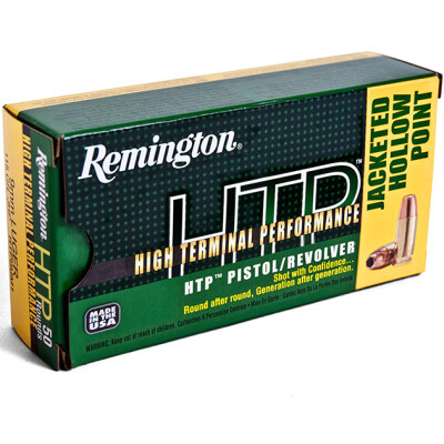 Remington HTP 9mm Ammunition, 50 Rounds, JHP, 115 Grains