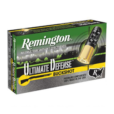Remington Ultimate Defense Buckshot 12 Gauge Shotshell 5 Rounds 2 3/4" Managed Recoil 00 Buck 8 Pellets