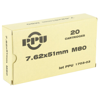 Prvi Partizan 7.62x51 NATO Ammunition 20 Rounds M80 FMJBT 145 Grains PPN762