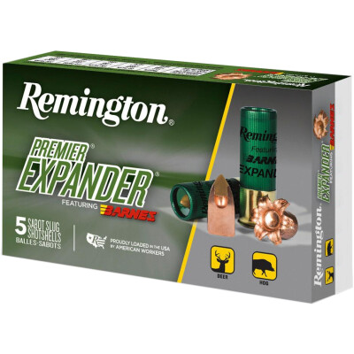 Remington Premier Expander Sabot Slug 12 Gauge Shotshell 5 Rounds 2 3/4" Copper Slug 437 Grains PRX12