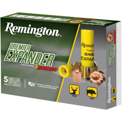 Remington Premier Expander Sabot Slug 20 Gauge Shotshell 5 Rounds 3" Copper Slug 250 Grains PRX20M
