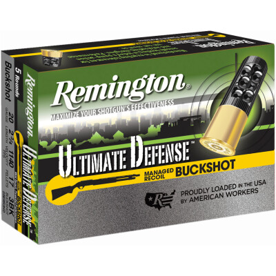 Remington Ultimate Defense 20 Gauge Ammunition 5 Rounds 2 3/4" #3 Buckshot 17 Pellets Managed Recoil
