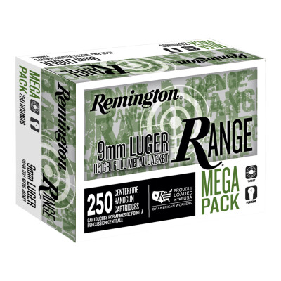 Remington RANGE 9mm Luger Ammunition 250 Rounds FMJ 115 Grain