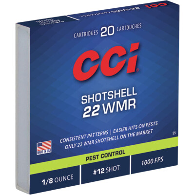 CCI Shotshell .22 WMR Ammunition 20 Rounds #12 Shot 52 Grain 1,000 Feet Per Second