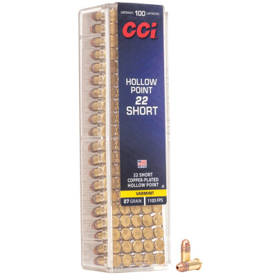 CCI .22 Short Ammunition 100 Rounds Copper Plated HP 27 Grain