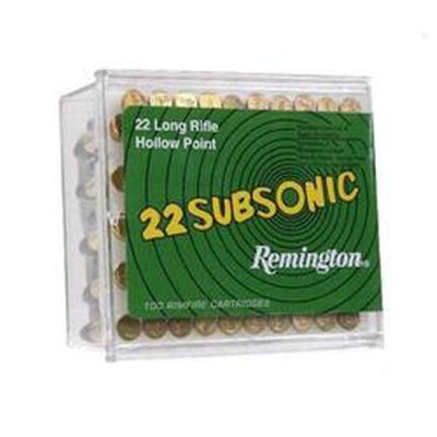 Remington 22 Subsonic .22 Long Rifle Ammunition 100 Rounds Lead HP 38 Grain