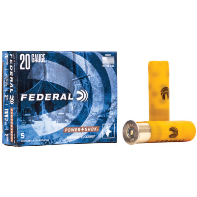 Federal Power-Shok 20 Gauge Shotshell 250 Rounds 3" #2 Buck 18 Pellets 1,100 Feet Per Second