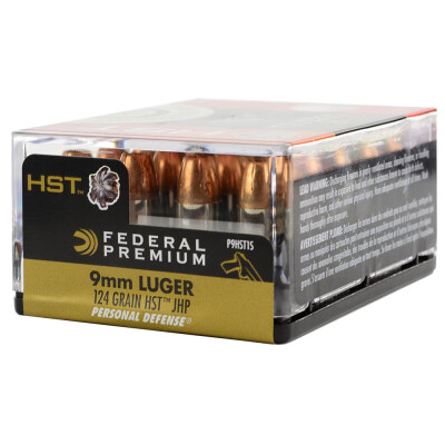 Federal Premium HST 9mm Luger Ammunition 200 Rounds JHP 124 Grain