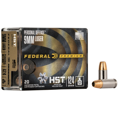 Federal Premium 9mm Luger Ammunition 20 Rounds HST JHP 124 Grain
