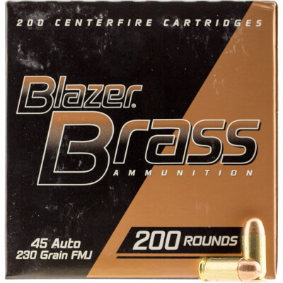200 Rounds of Blazer Brass .45 ACP Ammunition 230 Grain FMJ 830 fps