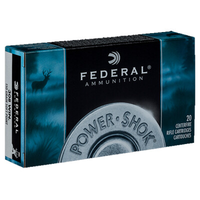 Federal Power-Shok .308 Winchester Ammunition 20 Rounds JSP 150 Grain