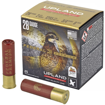 Federal 28 Gauge Shotshell 25 Rounds 2 3/4" #8 Plated 3/4 oz.