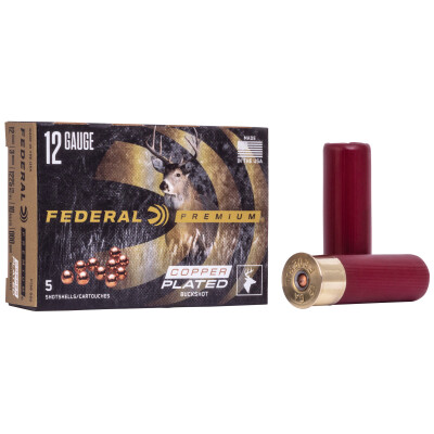 Federal Premium Buckshot 12 Gauge Ammunition 5 Rounds 3" 000 Buckshot Copper Plated