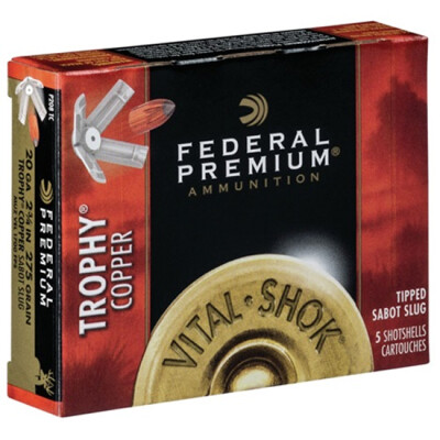 Federal Vital-Shok Trophy Copper 20 Gauge Shotshell 5 Rounds 2 3/4" Sabot Slug 5/8 Ounce P208TC