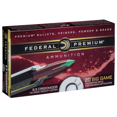 Federal Premium 6.5 Creedmoor Ammunition 20 Rounds Trophy Copper 120 Grain Lead Free
