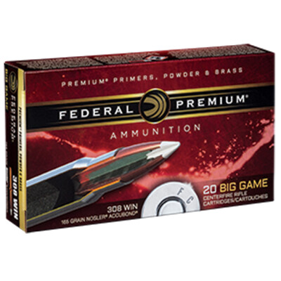 Federal .308 Winchester Ammunition 20 Rounds Nosler Accubond 165 Grains