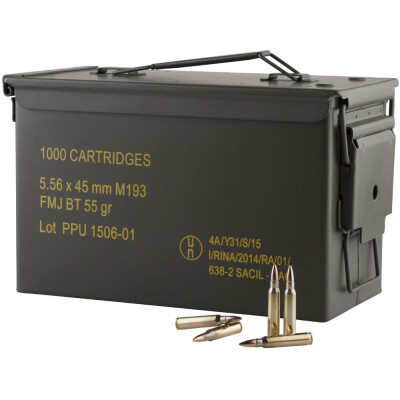 Prvi Partizan 5.56 NATO Ammunition 1000 Rounds Mil-Spec M193 FMJBT 55 Grains
