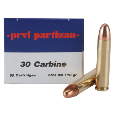 Prvi Partizan .30 Carbine Ammunition 50 Rounds FMJ-RN 110 Grain