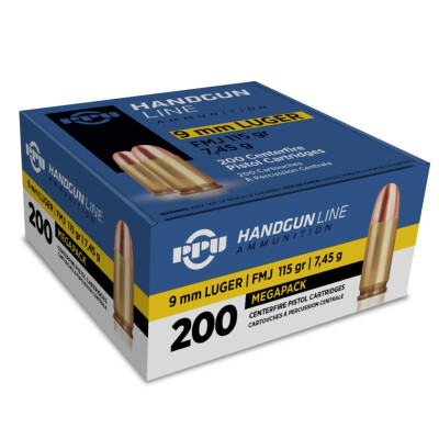 Prvi Partizan MegaPack 9mm Luger Ammunition 200 Rounds FMJ 115 Grain