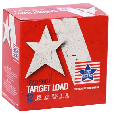 Stars and Stripes Target Load 12 Gauge Shotshell 250 Rounds 2 3/4" #8 Shot 1 Ounce