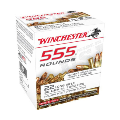 Winchester .22 Long Rifle Ammunition 555 Rounds CPHP 36 Grain
