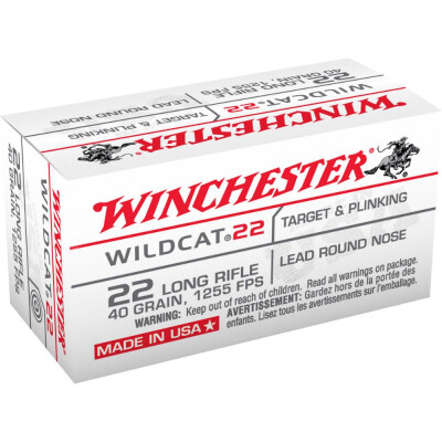 Winchester Wildcat 22 .22 Long Rifle Ammunition 500 Rounds LRN 40 Grain