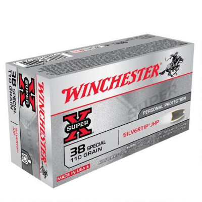 Winchester Super X .38 Special Ammunition 50 Rounds, Silvertip Hollow Point, 110 Grains