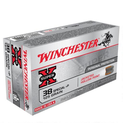Winchester Super-X .38 Special +P Ammunition 50 Rounds JHP 125 Grain