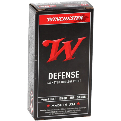 Winchester USA 9mm Luger Ammunition 50 Rounds JHP 115 Grain