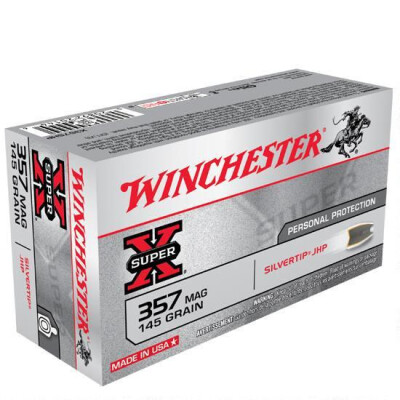 Winchester Super X .357 Magnum Ammunition 50 Rounds, Silvertip HP, 145 Grain